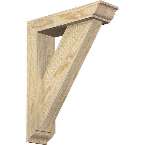 Ekena Millwork Traditional Traditional Rough Sawn Bracket w/ Offset Brace, Douglas Fir, 4"W x 14"D x 18"H BKT0402X14X18TRA01RDF - main